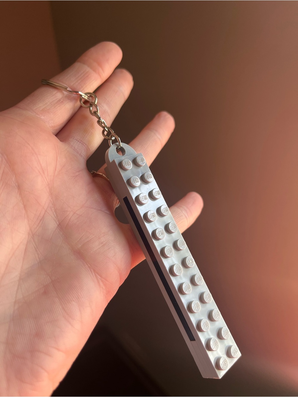 Lego Light Gray and Black Brick Keychain - Handmade